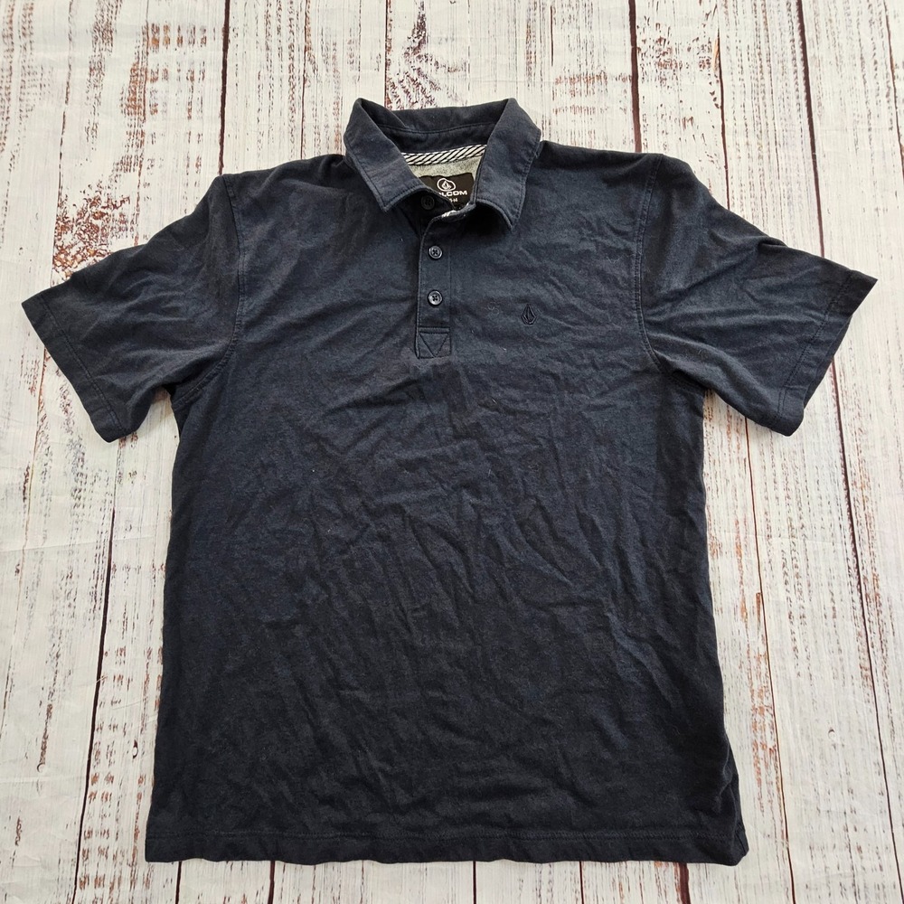 Volcom Blue Short Sleeve Cotton Blend Polo Shirt Boys' L